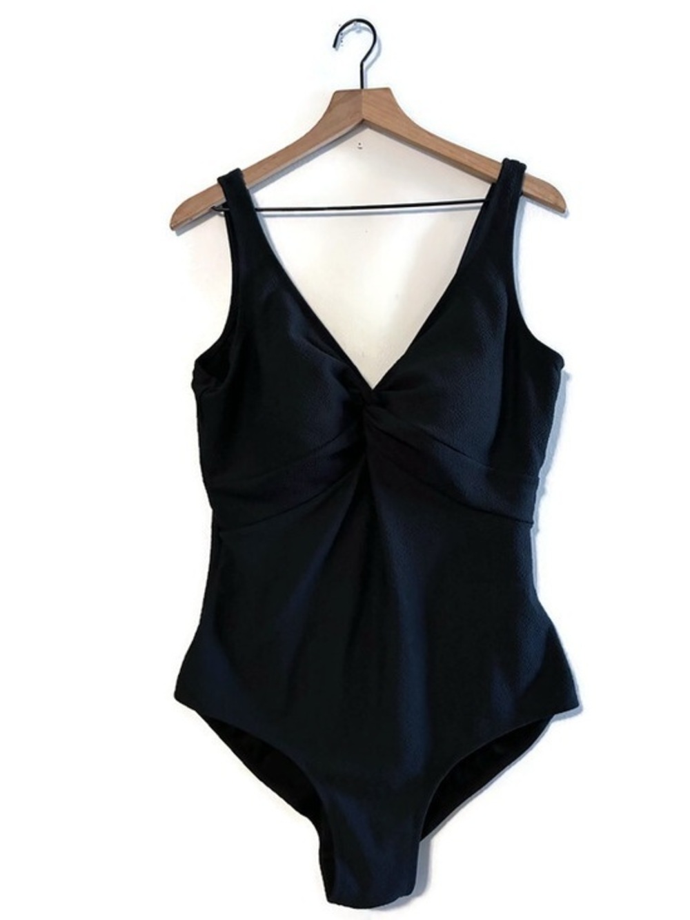 Swimsuits for All Krinkle Chlorine Resistant Swimsuit Twist Front Black size 18